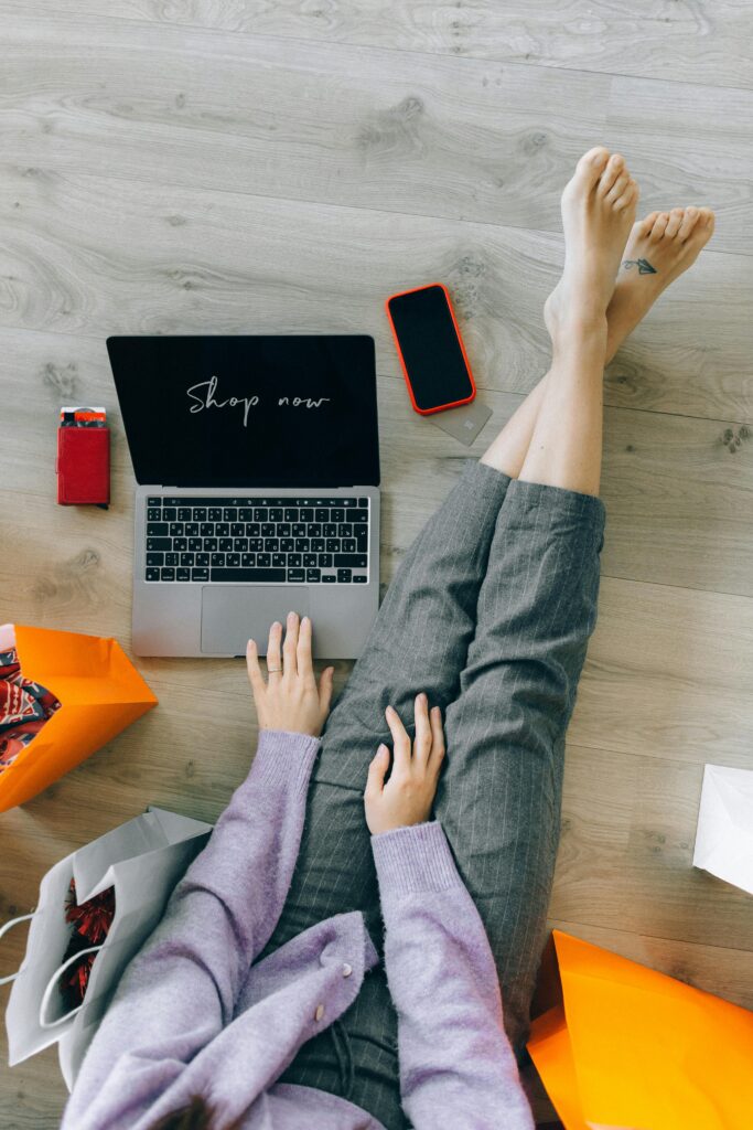 young lady shopping products online